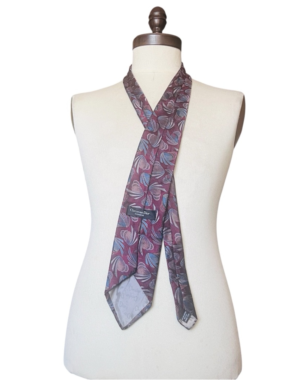 VTG Christian Dior Tie Purple/Gray Paisley Preppy Office Old Money Grandpa